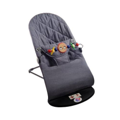 Кресла-качалки - Детский шезлонг-качалка SBT group BABY Balance Soft A1 с дугой с игрушками темно-серый в клетку/хлопок (BBT-02-00)