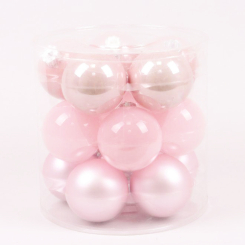 Аксесуари для свят - Кульки скляні Flora D 8 см 15 шт Світло-рожевий (44603) (MR62936)