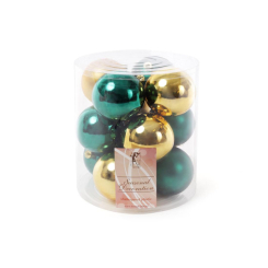 Аксессуары для праздников - Шар новогодний BonaDi D-8 см 12 шт Зеленый с золотистым (147-984) (MR62514)