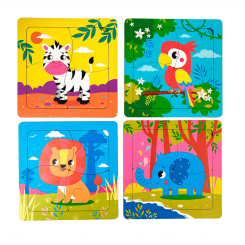 Пазли - Пазл Apli Krapli Левеня, зебра, слоник та папуга (4820198701628)