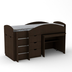 Детская мебель - Кровать чердак Универсал Компанит Венге (hub_DJPH64512)