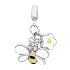 Ювелірні прикраси - Кулон UmaUmi Flowers Бджілка з квіточкою з біло-жовтою емаллю та фіанітами (2210000018570) Ювелірні прикраси - Кулон UmaUmi Flowers Бджілка з квіточкою з біло-жовтою емаллю та фіанітами (2210000018570)
