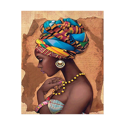 Мозаїка - Алмазна картина Strateg Дівчина з Африки 40х50 см (FA20190)