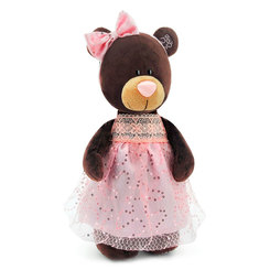 Мягкие животные - Мягкая игрушка Медвежонок Milk в блестящем платье Orange (M5048/30)