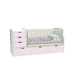 Дитячі меблі - Ліжко дитяче Art In Head Binky ДС504А (3 в 1) 1732x950x732 шамоні світлий та рожевий (МДФ) + решітка б / п (110210337)