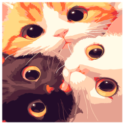 Товари для малювання - Картина за номерами Strateg Коти з великими очима 20 х 20 см (HH8037)
