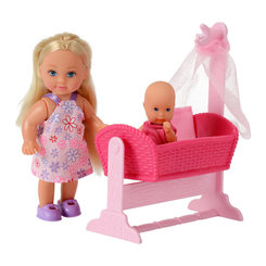 Куклы - Набор Steffi & Evi love Эви с малышом в розовой кроватке (5736242-1)