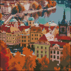 Мозаика - Алмазная картина Strateg Осенний город 30 х 30 см (FZ3030-27)