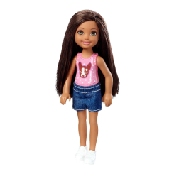 Ляльки - Лялька Barbie Club Chelsea Шатенка у топі із цуценям (DWJ33/DWJ36)