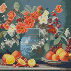 Мозаика - Алмазная картина Strateg Цветы и фрукты 30 х 30 см (FZ3030-23)