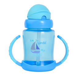 Товари для догляду - Поїльник Lindo з силіконовою трубочкою синя (8850217300408)