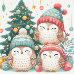 Товары для рисования - Картина по номерам Art Craft Рождественские совенки 40 х 40 см (11586-AC)