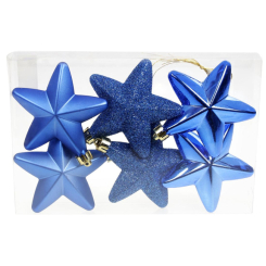 Аксессуары для праздников - Набор елочных украшений BonaDi Звезды 6 шт 7,5 см Синий (147-909) (MR62464)
