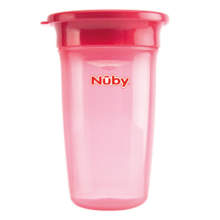 Товари для догляду - Чашка-непроливайка Nuby 360 з кришкою рожева (NV0414003pnk)