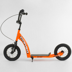 Самокаты - Самокат детский "Corso" надувные колеса 12" + ручной передний тормоз. Orange (86796)
