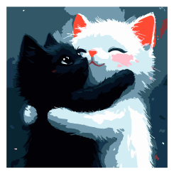 Товари для малювання - Картина за номерами Strateg Котячі обійми 20 х 20 см (HH8031)