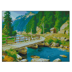 Мозаїка - Алмазна картина Strateg Міст у горах (4823113898526)