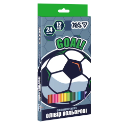 Канцтовары - Карандаши цветные Yes Football 12 штук 24 цвета (290787)