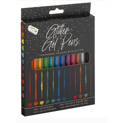 Канцтовари - Набір гелевих ручок Grafix з глітером 12 кольорів (CR7044/GE) Канцтовари - Набір гелевих ручок Grafix з глітером 12 кольорів (CR7044/GE)