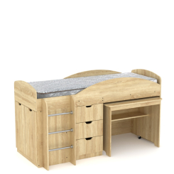 Детская мебель - Кровать чердак Универсал Компанит Дуб сонома (hub_mDwl76909)
