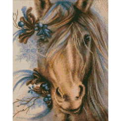 Мозаїка - Алмазна картина Strateg Ніжний кінь 30х40 см (KB001)