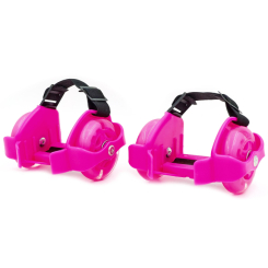 Ролики детские - Ролики на пятку двухколесные раздвижные Record Flashing Roller SK-166 ABEC-5 Розовый (SK-166_Розовый)