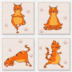 Товары для рисования - Картина по номерам Идейка Полиптих Yoga-cat (KNP010)