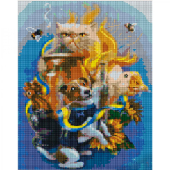 Мозаїка - Алмазна картина Strateg Українські бойові тварини 30х40 см (KB112)
