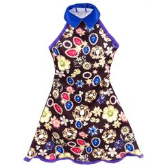 Одежда и аксессуары - Игровой набор Модное платье Черное платье в цветочек с сиреневым воротником Barbie (CFX65 / DPX71) (CFX65/DPX71)