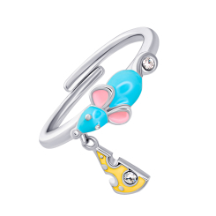 Ювелірні прикраси - Каблучка UmaUmi Pets Мишеня з сиром із блакитною, жовтою емаллю (2210000018389) Ювелірні прикраси - Каблучка UmaUmi Pets Мишеня з сиром із блакитною, жовтою емаллю (2210000018389)