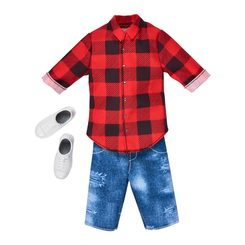 Одежда и аксессуары - Одежда Barbie для Кена Одень и иди красная кофта в клеточку и джинсовые шорты (FYW83/FKT47) Одежда и аксессуары - Одежда Barbie для Кена Одень и иди красная кофта в клеточку и джинсовые шорты (FYW83/FKT47)