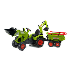 Детский транспорт - Веломобиль Falk Трактор Claas Axos с прицепом и ковшами зеленый (1010WH)