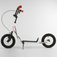 Самокаты - Самокат детский "Corso" надувные колеса 12" + ручной передний тормоз. White (86799)