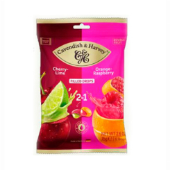 Солодощі - Цукерки Cavendish Вишня з наповнювачем Лайм та Апельсин з наповнювачем Малина 75 г (4037719061851)