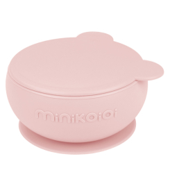 Дитячий посуд та аксесуари - Глибока тарілка з кришкою на присосці MinikOiOi Bowly Pinky Pink (101080002)