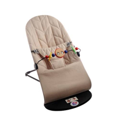 Кресла-качалки - Детский шезлонг-качалка SBT group BABY Balance Soft A1 с дугой с игрушками бежевый колосок/хлопок (BBT-16-00)