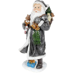 Аксесуари для свят - Новорічна фігурка Санта з дзвіночками 21х18.5х45см, графіт із сріблом Bona DP73727