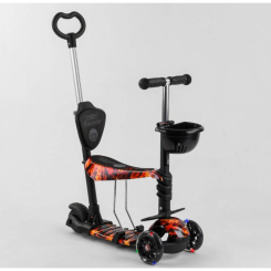 Самокаты - Самокат 5в1 Best Scooter, PU колеса, подсветка колес, Абстракция Black/Orange (102017)