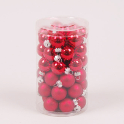 Аксесуари для свят - Кульки скляні Flora D 2,5 см 48 шт Червоний (44516) (MR62899)