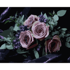 Товари для малювання - Картина за номерами Strateg Букет роз на чорному фоні 40 х 50 (AH1292)