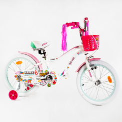 Велосипеды - Детский велосипед алюминиевая рама корзинка CORSO 18" Sweety White and pink (117269)