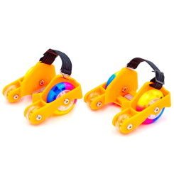 Ролики детские - Ролики на пятку четырехколесные раздвижные Record Flashing Wheel SK-6376 Оранжевый (SK-6376_Оранжевый)