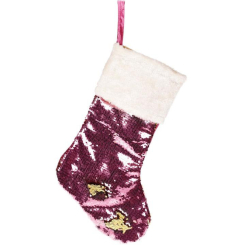 Аксесуари для свят - Шкарпетка для подарунків Блискучий рожевий з паєтками Bona DP42989