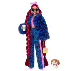 Ляльки - Лялька Barbie Екстра у синьому леопардовому костюмі (HHN09)