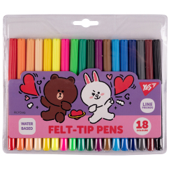 Канцтовари - Набір маркерів Yes Line Friends 18 кольорів (650551)