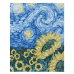 Мозаїка - Алмазна картина Strateg Соняшники у стилі Ван Гога 30х40 см (HX506) (4823113837792)