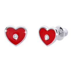 Ювелірні прикраси - Сережки UMa&UMi Серце з камінчиком червоні (9775181477774)