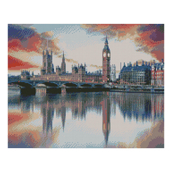 Мозаїка - Алмазна картина Strateg Відображення Лондона в Темзі 40х50 см (FA20107)