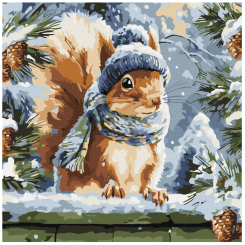 Товары для рисования - Картина по номерам Ідейка Зимний бельченок 40х40 см (KHO6841)