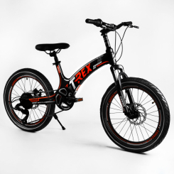 Велосипеды - Детский спортивный велосипед CORSO T-REX 20 магниевая рама дисковые тормоза Black and orange (106975)